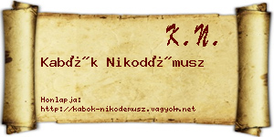 Kabók Nikodémusz névjegykártya